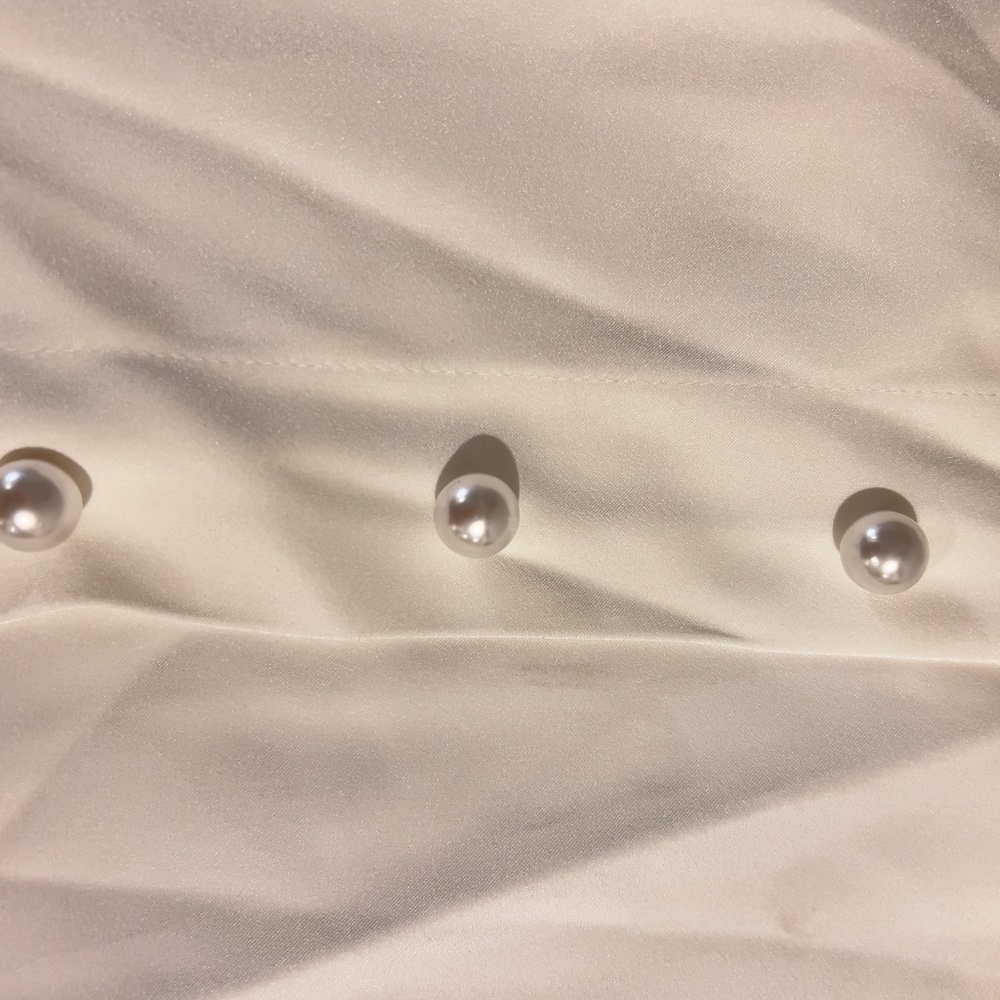 A364 CQ by CQ White Modern Elegance Palazzo Pants Pearl Detail High Waist NWT M - Picture 6 of 7